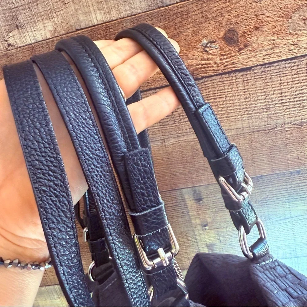 Anna Morellini Solano Leather Gray Woven Tote/Crossbody Bag
